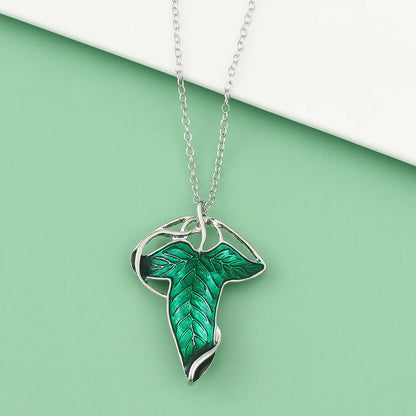 Arwen Evenstar Green Leaf Pendant Necklace for Women