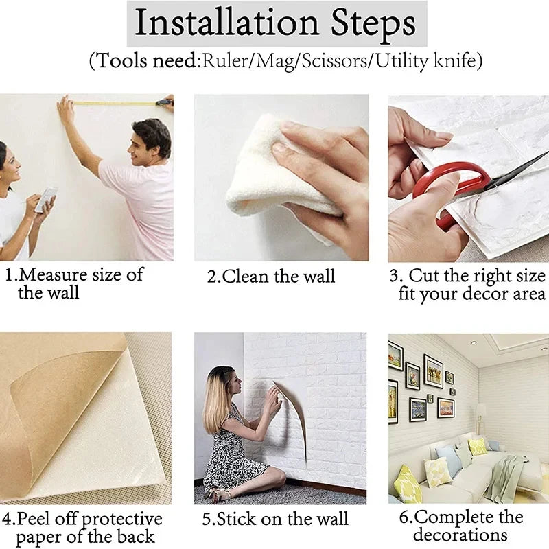 3D Self-Adhesive Wallpaper 70cm*1/5/10m Continuous Waterproof