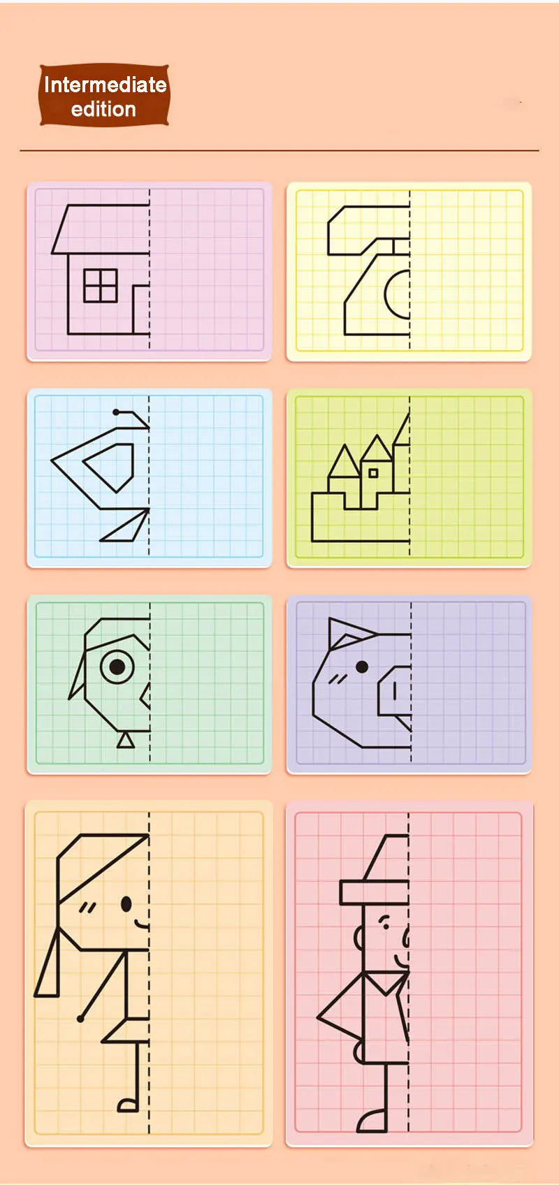 30 page children's grid symmetrical drawing toy
