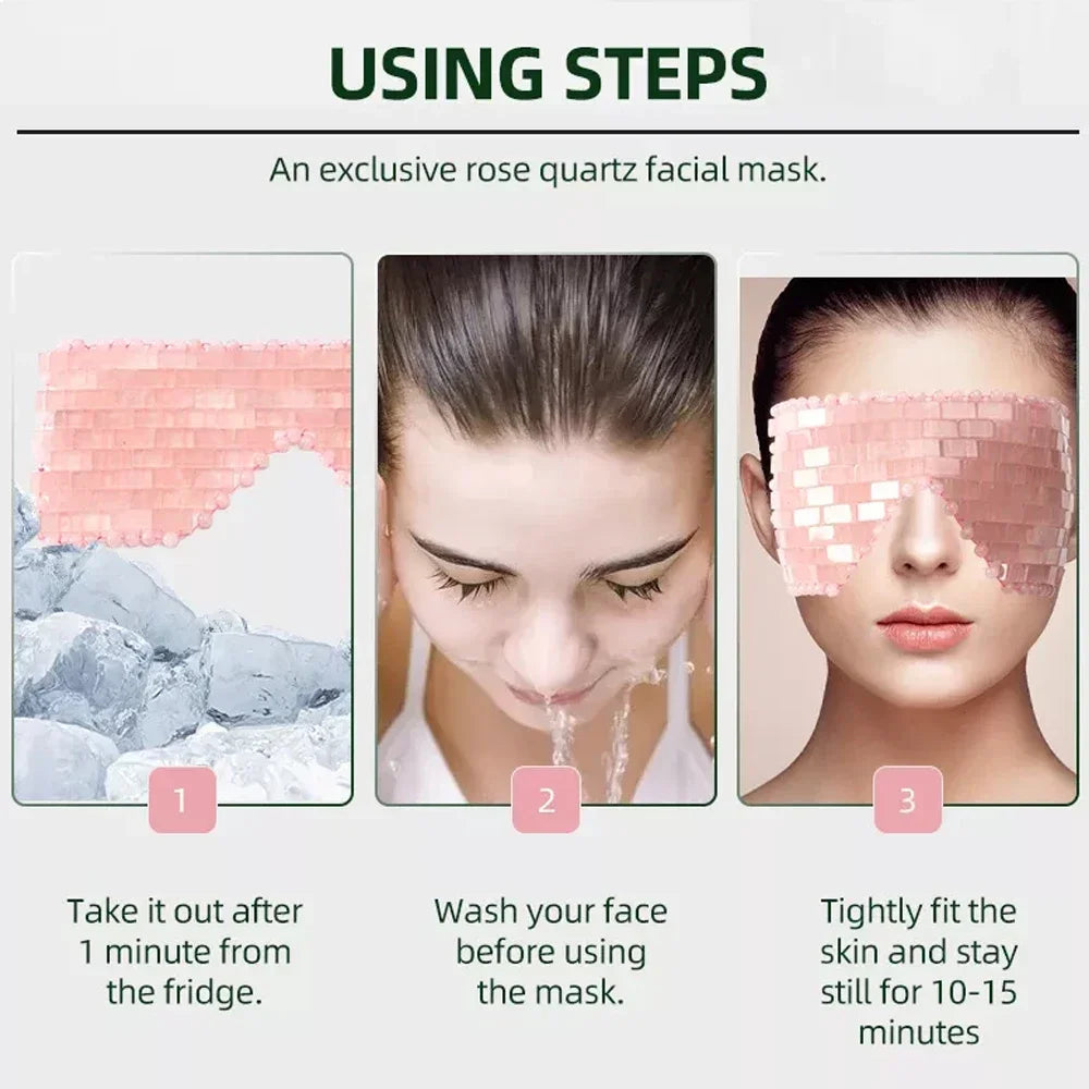 Rose Quartz Jade Eye Mask Facial Cooling Mask Massage