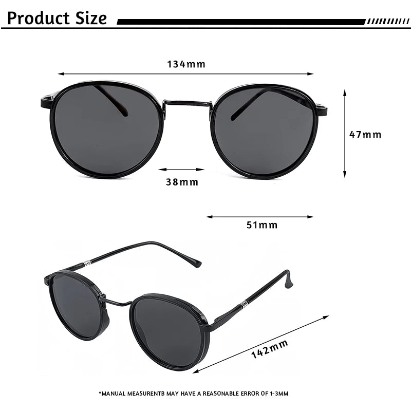HBK TRetro Punk Men's Polarized Sunglasses Round Design