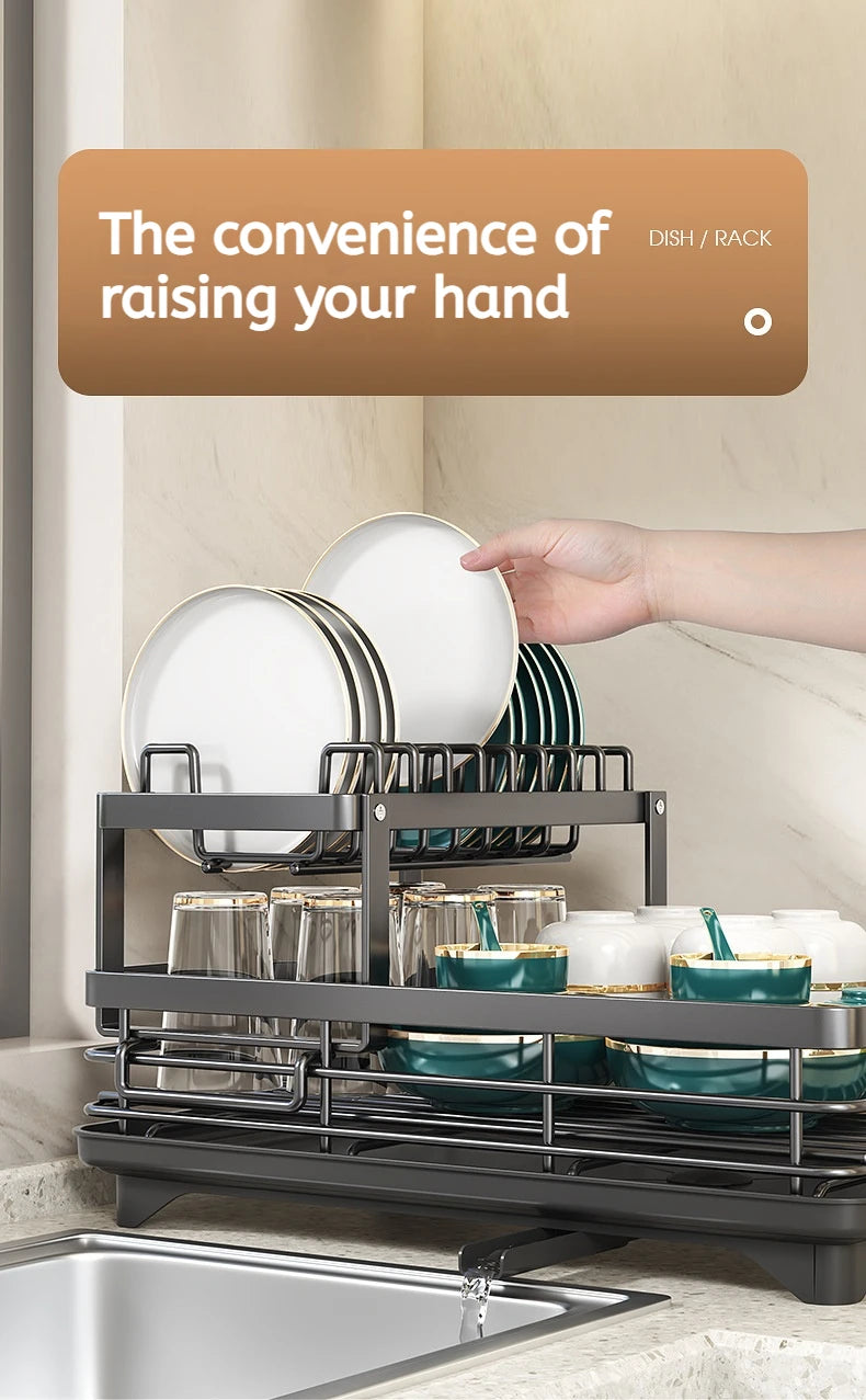 Stainless Steel Dish Drying Rack Adjustable Kitchen Plates