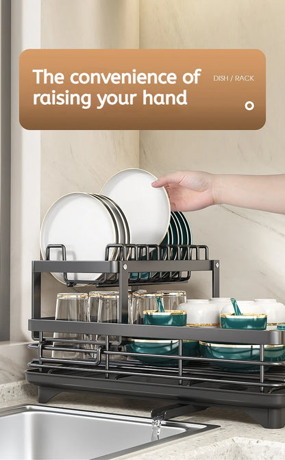 Stainless Steel Dish Drying Rack Adjustable Kitchen Plates
