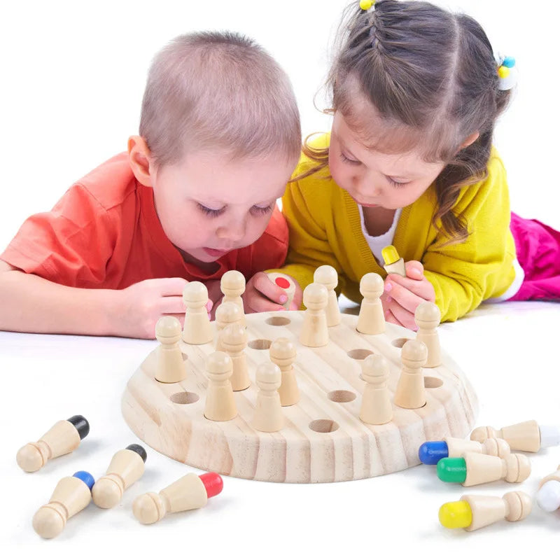 Wooden Memory Match Stick Chess Color Game Board Puzzles