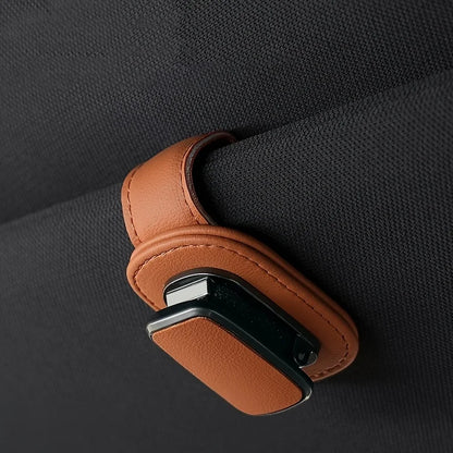 PU Leather Car Sun Visor Eyewear Holder