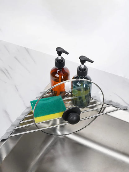 Roll Up Triangle Dish Drying Rack Kitchen Sink Organizer