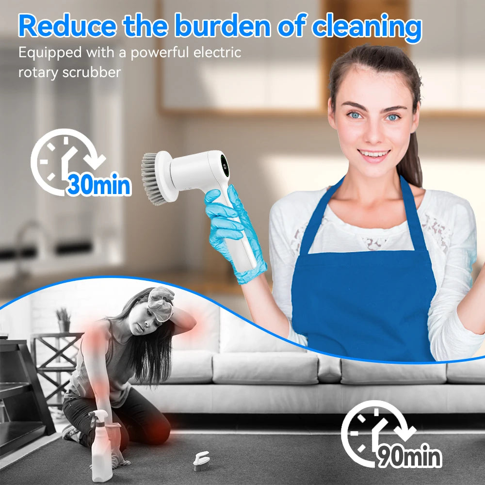 Electric Cleaning Brush 5 In 1 Electric Spin Cleaning Scrubber