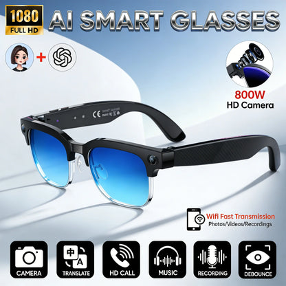 New 4K Ultra HD Color Change BT Call Smart Glasses AI Chat