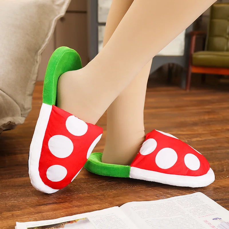Mushroom Home Slippers Plush Piranha Plant Plush Kids