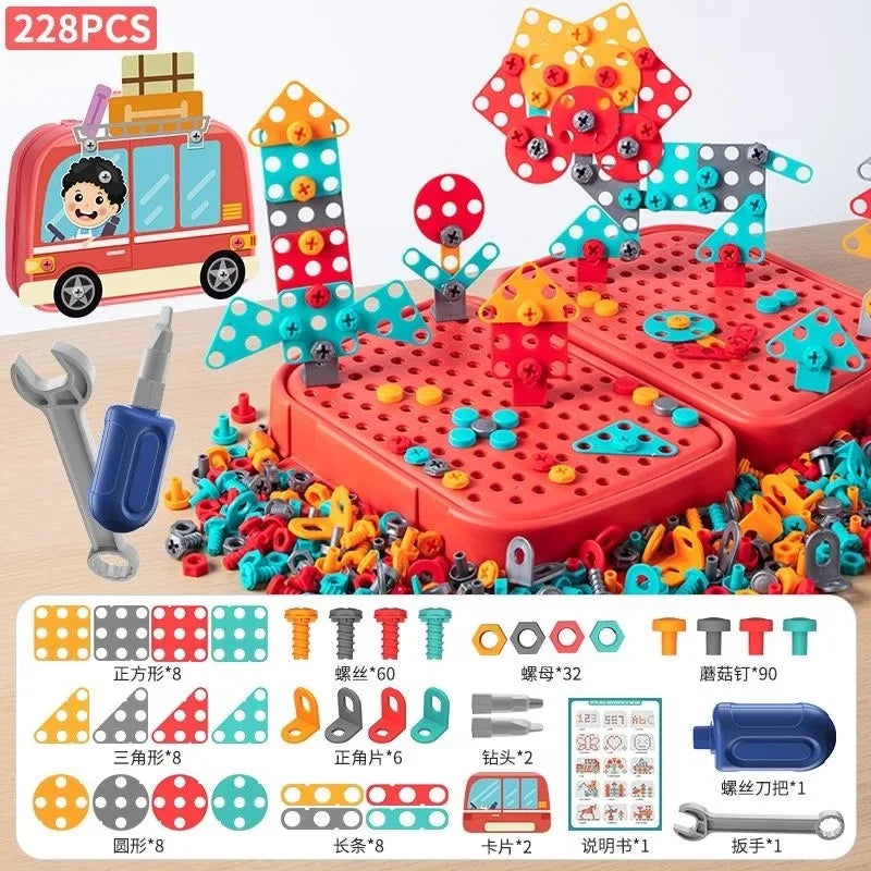 Kids STEM Drill Set Creative Mosaic Puzzle Building Blocks