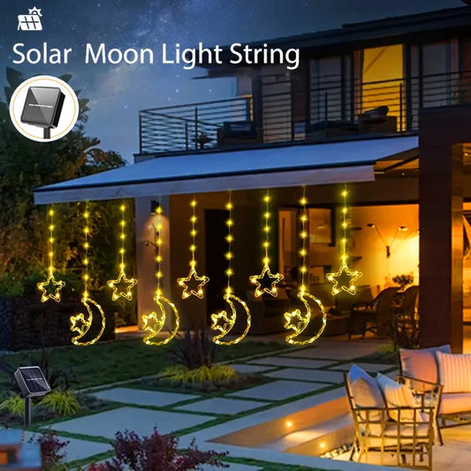 Solar Star Moon String Lights 8 Modes Outdoor Hanging Light