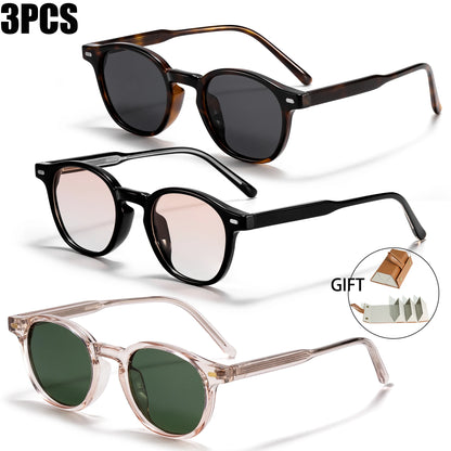 Caterside Polarized Round Sunglasses Men TR Frame