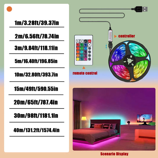 RGB 5050 Strip Light with24 Key Controller Led Strip Lights
