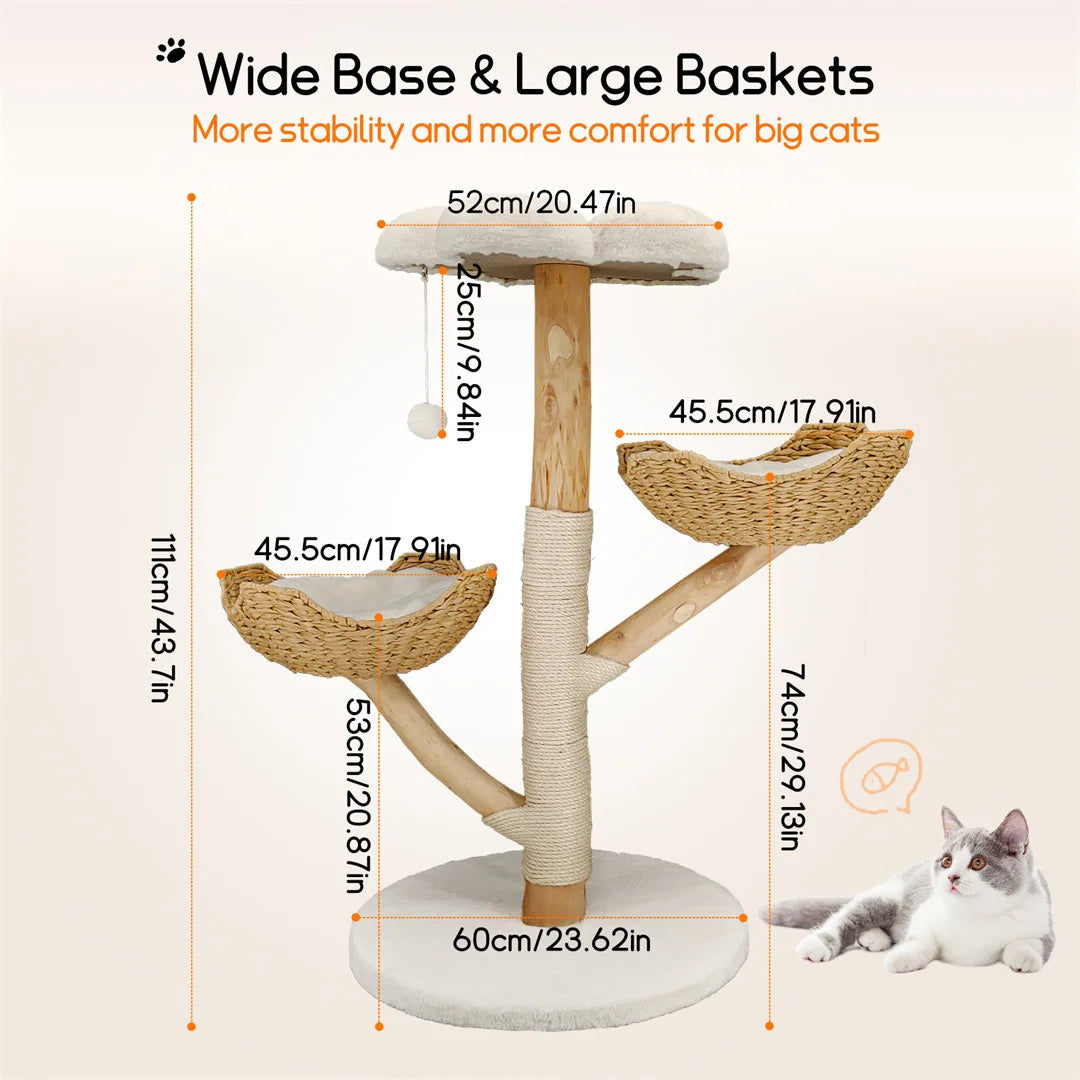 Modern Cat Furniture Climbing Tree Solid Wood