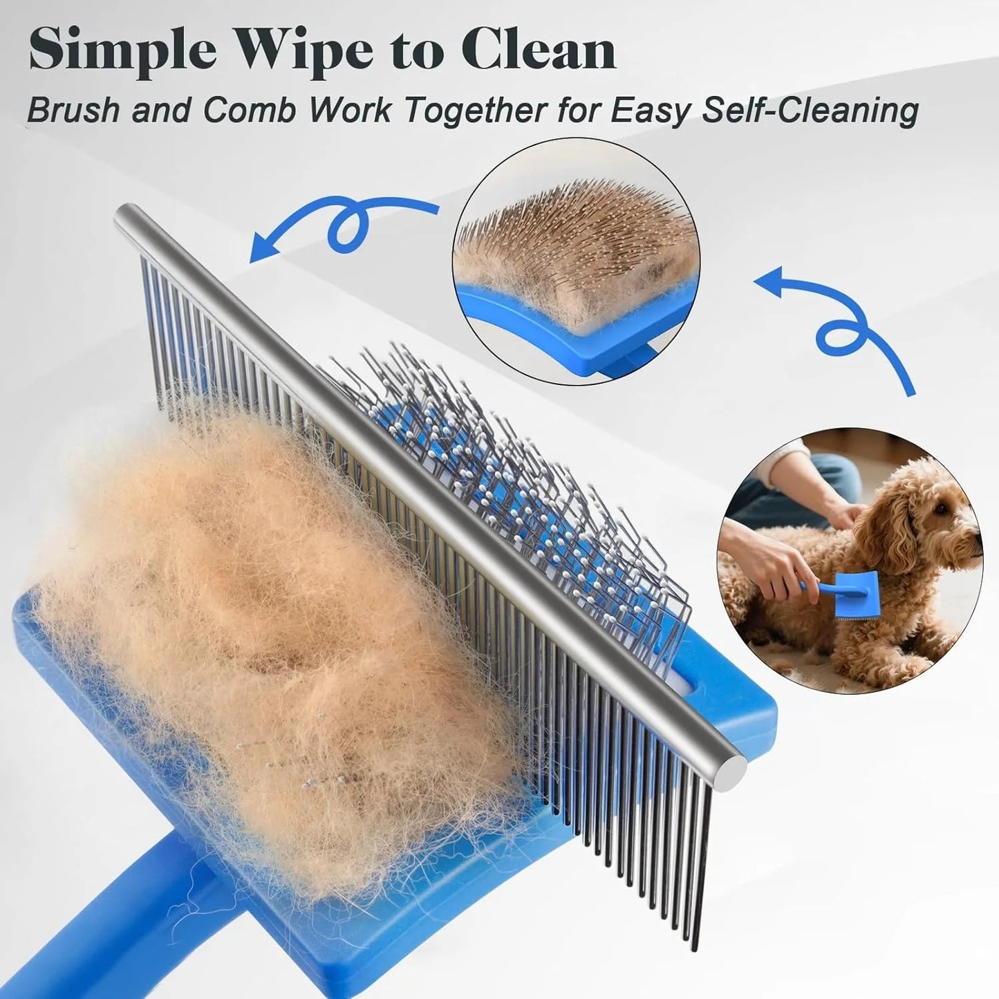 Pet Grooming Brush Set Self Cleaning Slicker Brush