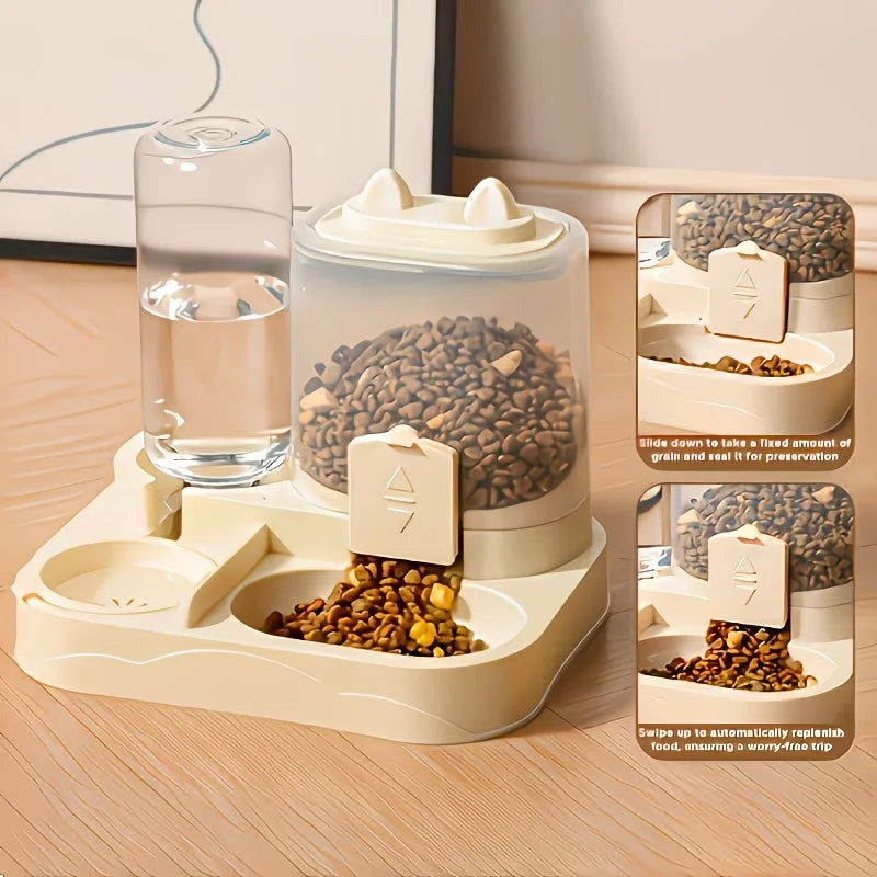 2-in-1 Large Pet Feeder & Water Dispenser, Dry Wet Separation
