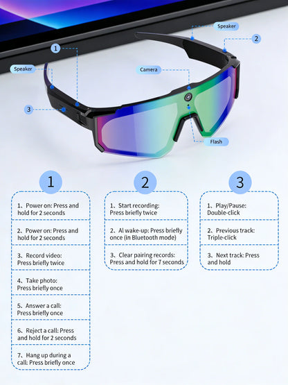 New AI smart shooting&recording glasses with 800W camera