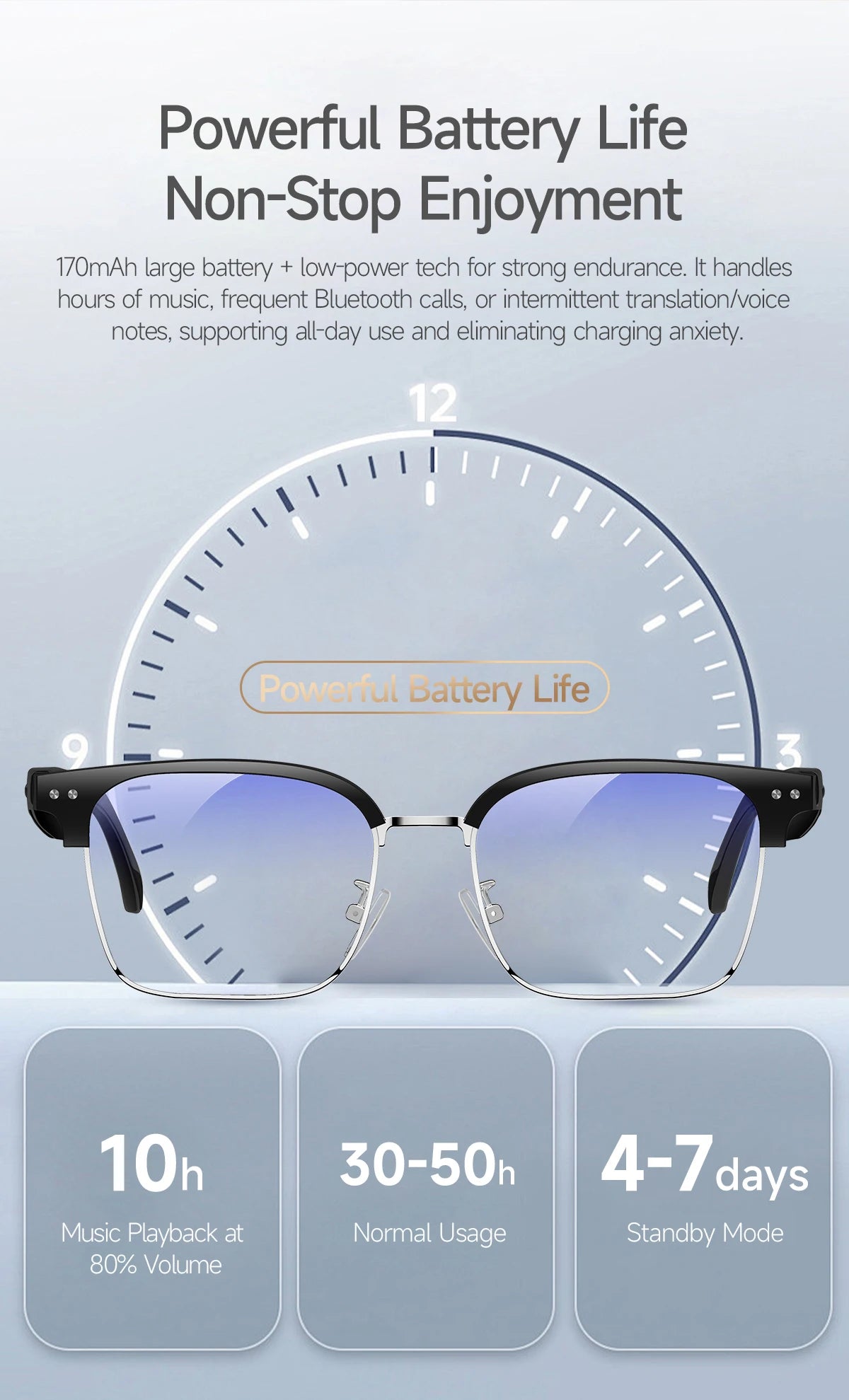 New Business Style Smart Glasses W100D Bluetooth Call AI