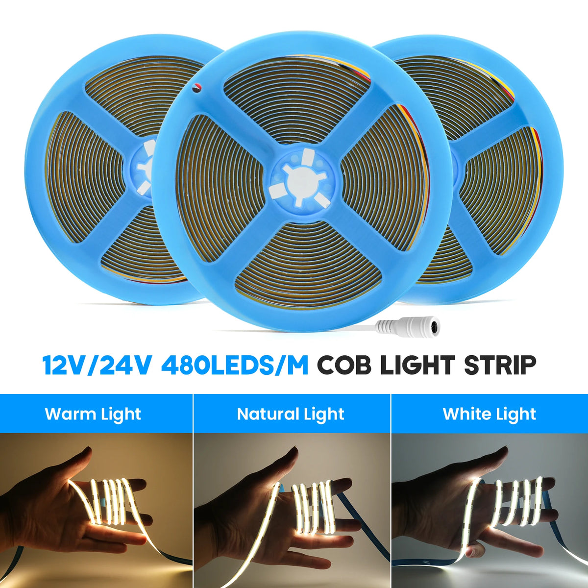 DC12V 24V COB LED Strip Light 480 528LEDs/m High Density