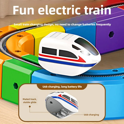 Kids Magnetic Rail Car Cube Toys Educational Toy