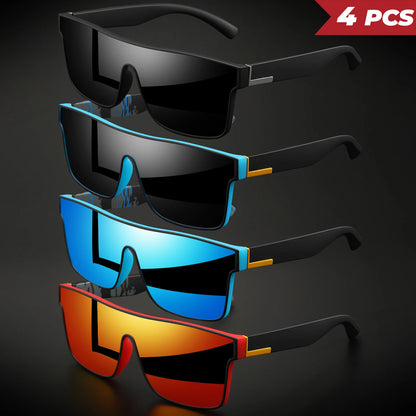4PCS Classic Colorful Square Sports Sunglasses