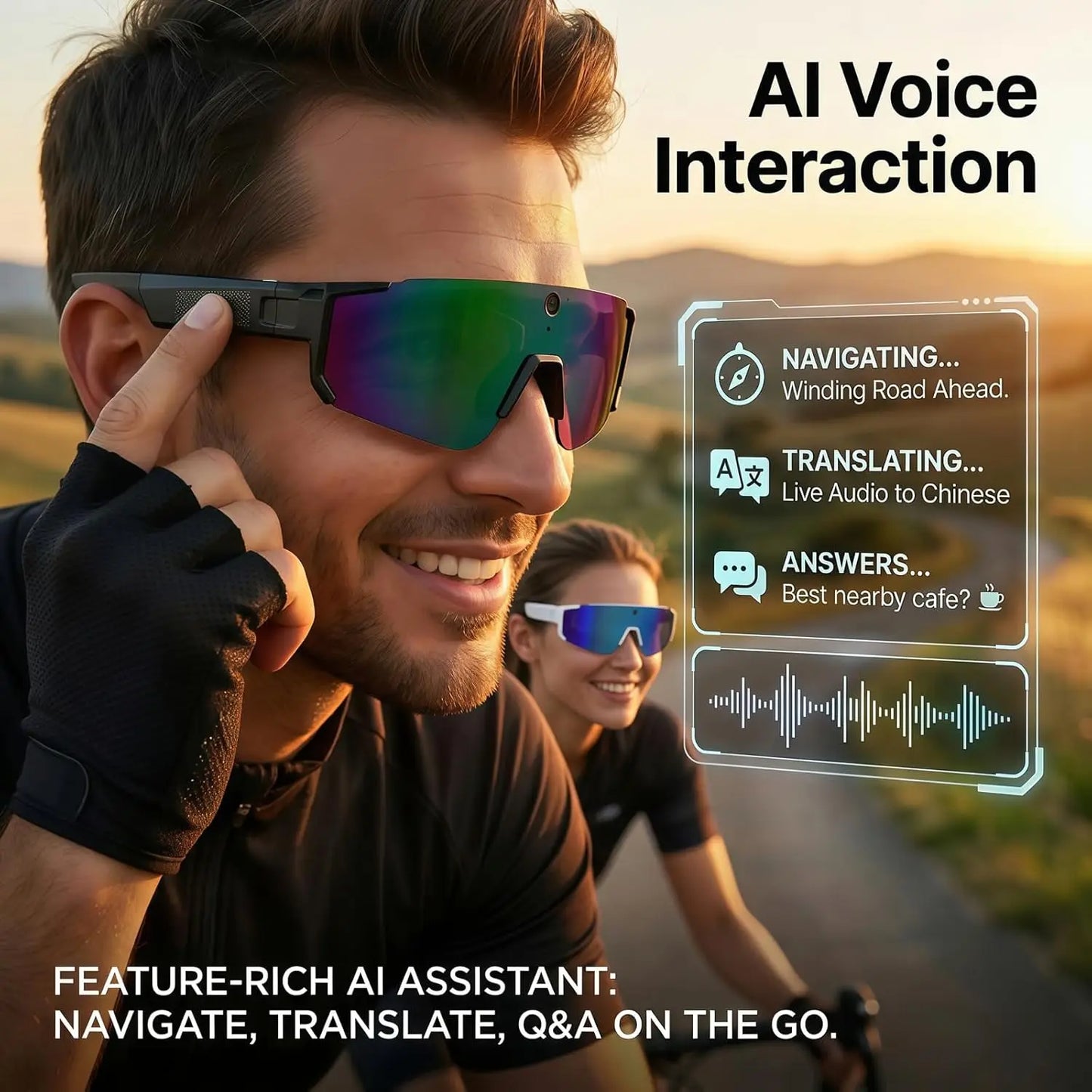 AI Voice Translate Smart Glasses 1200P Video Recording