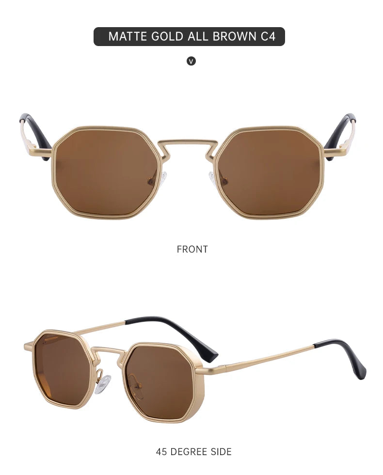 Small Frame Hexason Steampunk Sunglasses Men