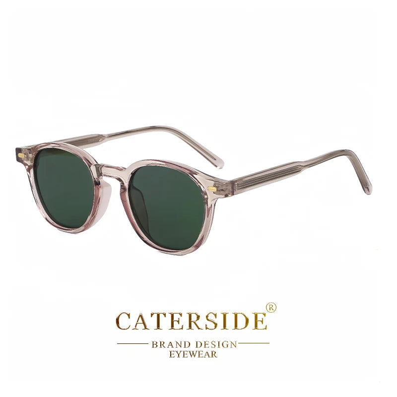 Caterside Polarized Round Sunglasses Men TR Frame