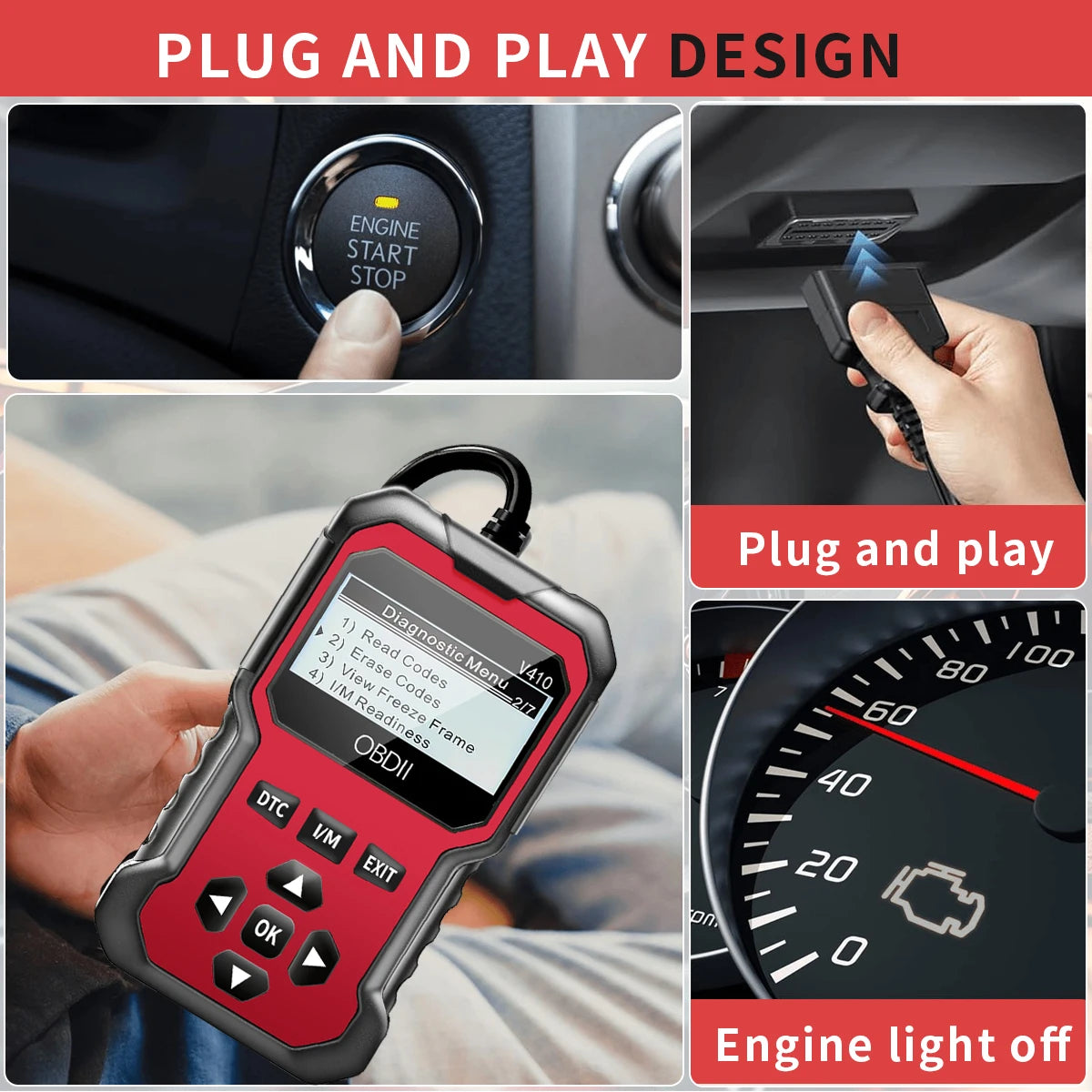 Car Obd2 Scanner Diagnostic Tool Code Reader Engine