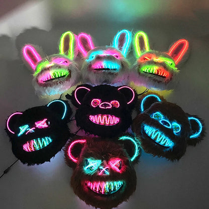 LED Bloody Rabbit Mask Glowing Killer Black Bear Mask Halloween