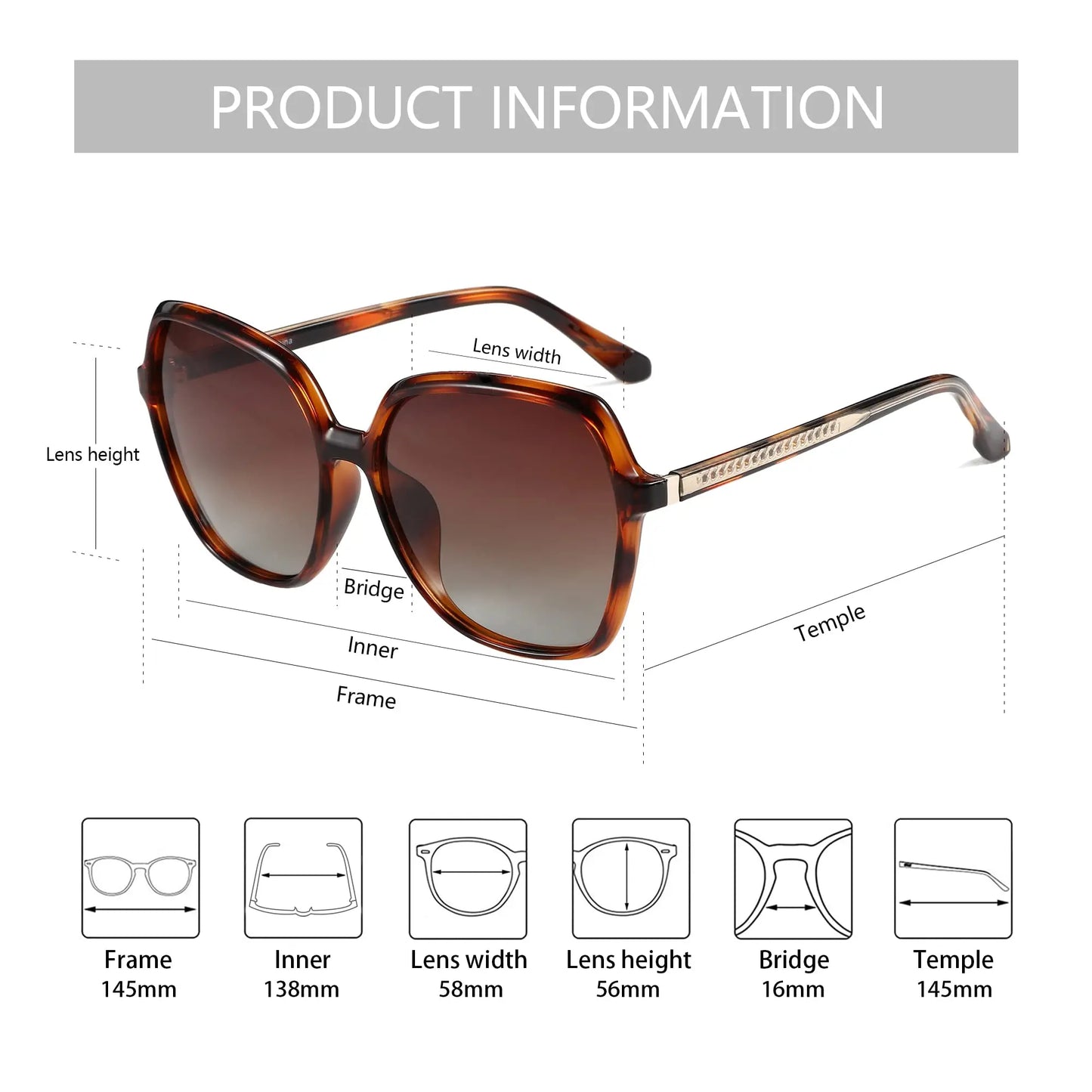 ZENOTTIC Oversized Polarized Sunglasses Big Square Frame
