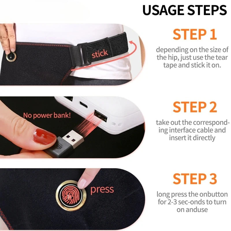 Cordless Heated Hip Support Brace with Massager Relief