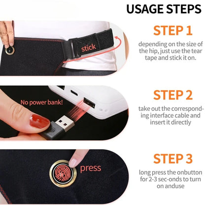 Cordless Heated Hip Support Brace with Massager Relief