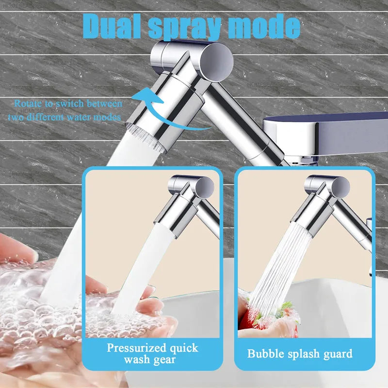 1440° Rotatable Scalable Metal Faucet Bathroom Tap