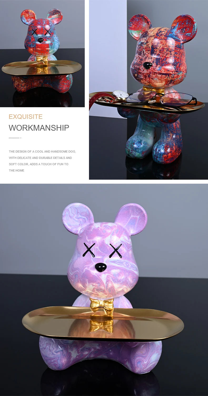 Colorful Bear Statues and Sculptures Butler Figure Ornaments