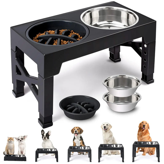 Elevated Dog Feeder Bowls Adjustable Raised Stand