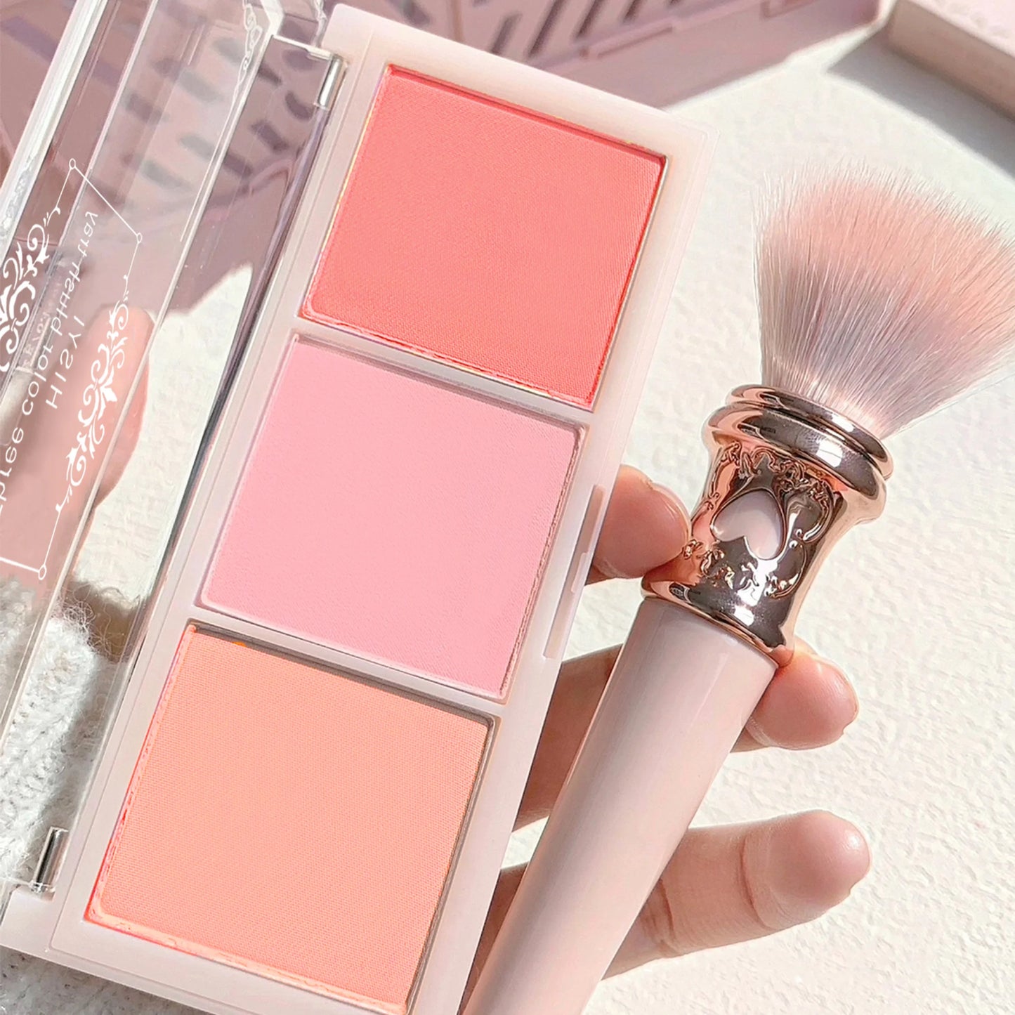 Three color blush tray rouge makeup