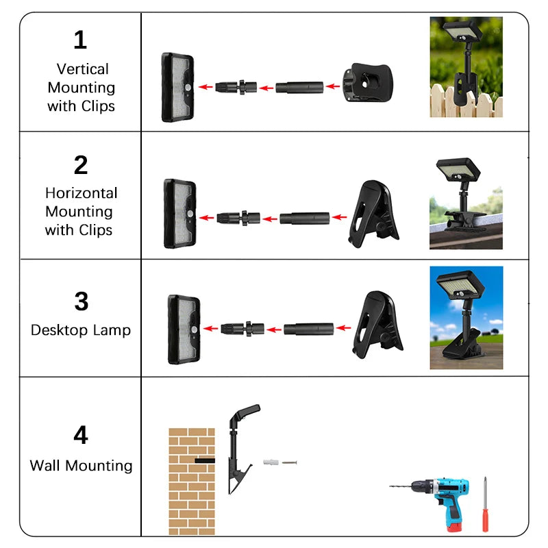 92 LED Solar Clip-on Motion Sensor Lights, LED Street Light
