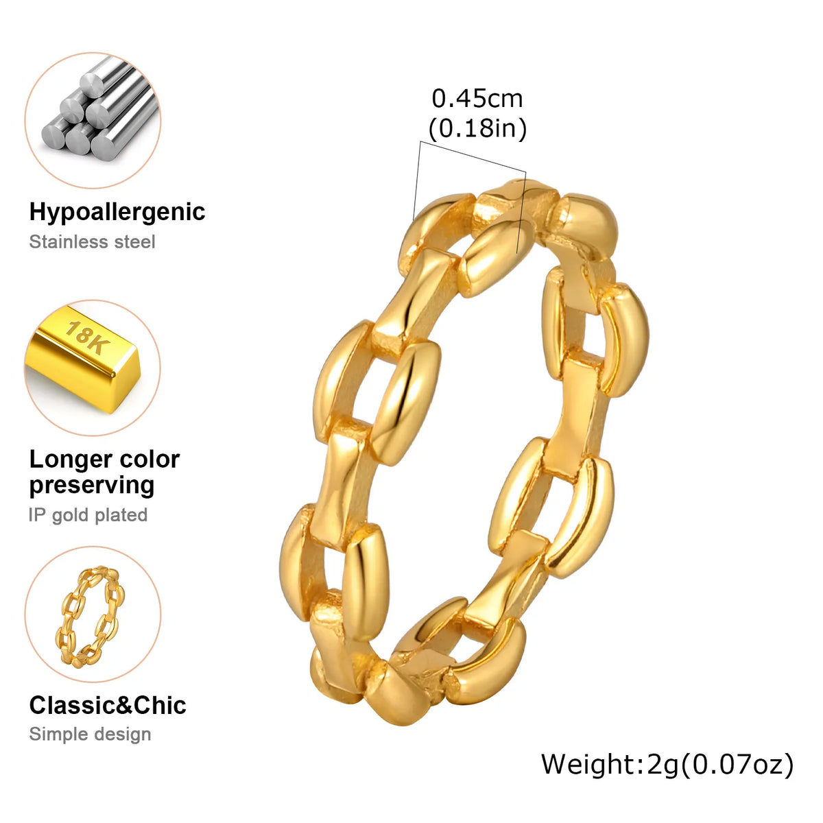 Simple Strap Chain Ring for Women Minimalist Jewelry