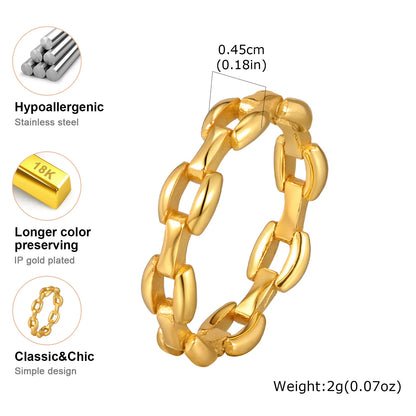 Simple Strap Chain Ring for Women Minimalist Jewelry