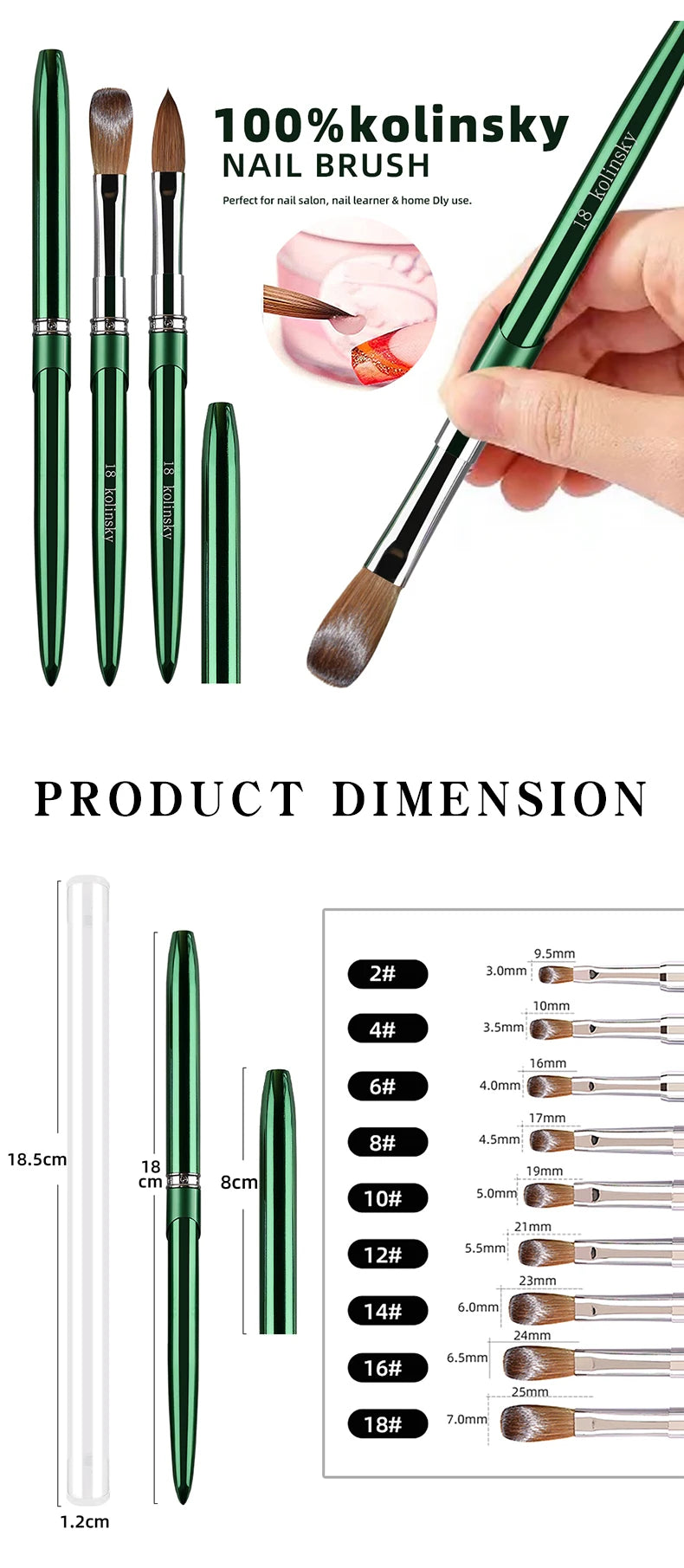 New High Quality Kolinsky Acrylic Nail Brush Nail Tool