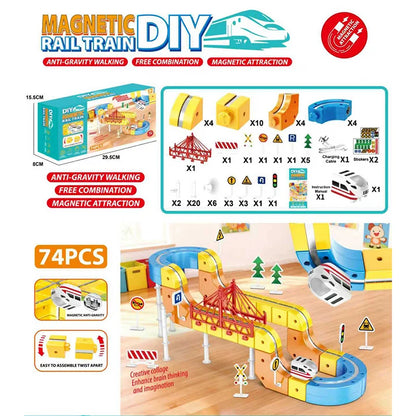 Magnetic Train Set DIY 3D Cube Track Electric Train Set