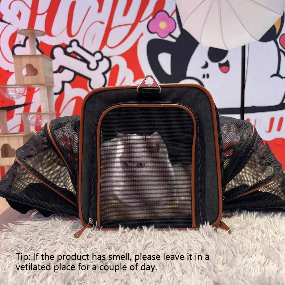 Double-sided expandable cat/dog carrier airline carry-on