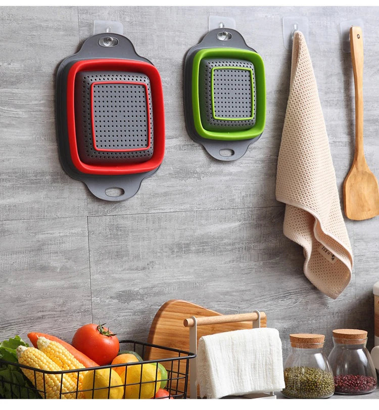 Silicone Folding Drainer Basket Portable Kitchen Strainer