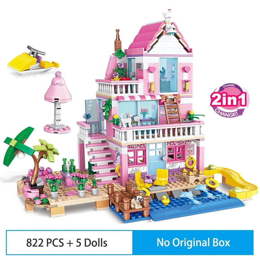 Summer Holiday City House Seaside Villa Building Blocks