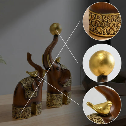 Imitation Wood Grain Animal Sculpture Creative Resin Craft
