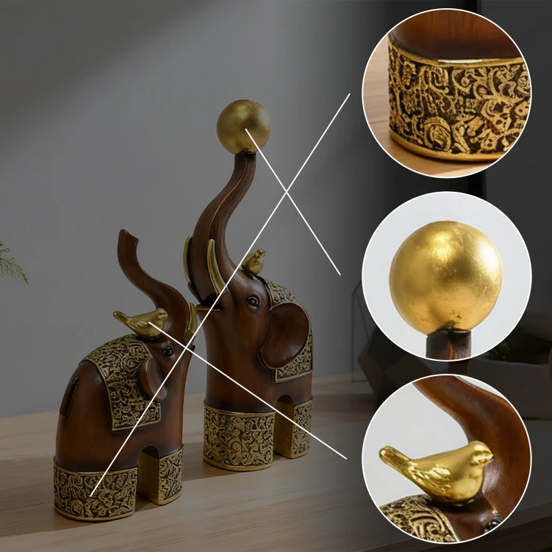 Imitation Wood Grain Animal Sculpture Creative Resin Craft