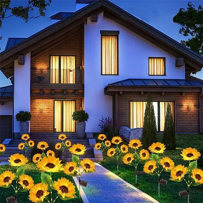 Solar Sunflower Lights 3 Heads 1 Head Garden Stake Outdoor