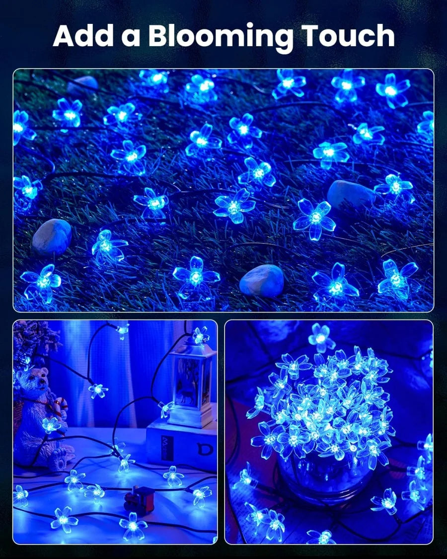 Outdoor Solar Led String Lights Cherry Flowers  Light Strings