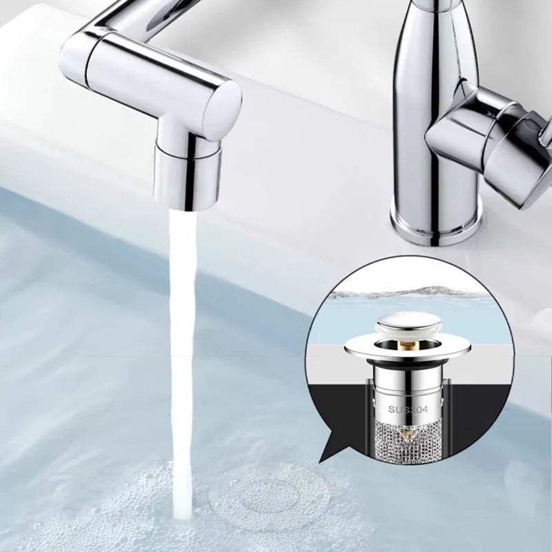 Long Pop-Up Sink Drains Filter Bathroom Press Bounce Basin